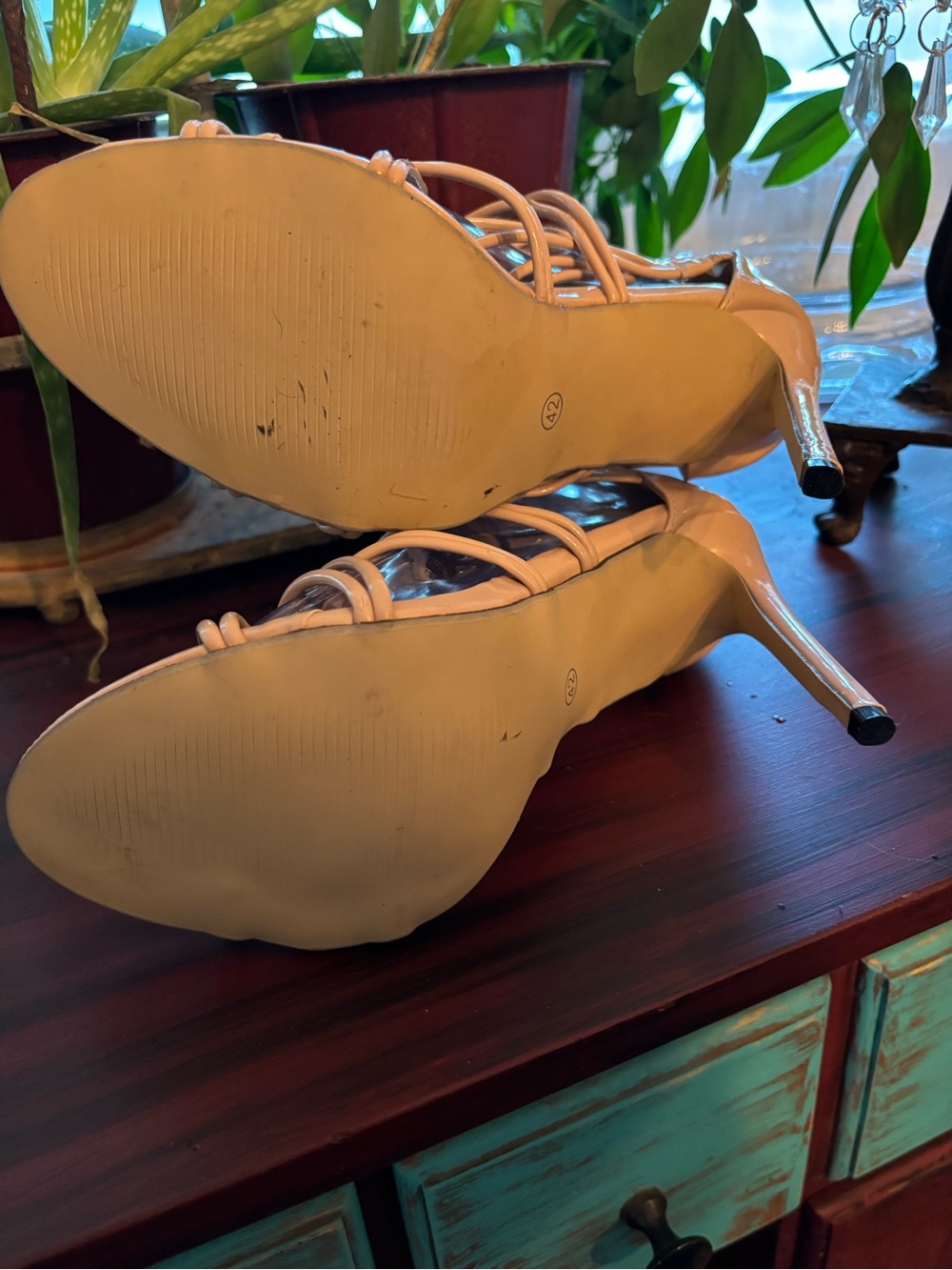 Women's Nude Strappy High Heel Sandals 11 - Picture 5 of 9